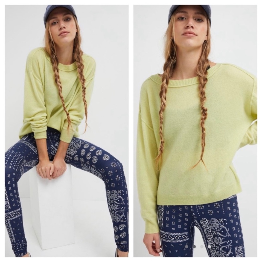 Pilcro Boat-Neck Cashmere Emmeline Sweater in Citron Tea